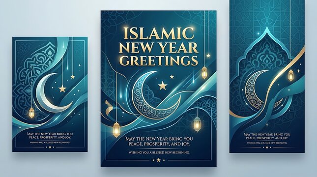 "Islamic New Year Greetings" is written on a tidy corporate-style poster