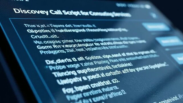 Close up view of abstract code script moving on a computer screen or Business code visible on screen while data processing