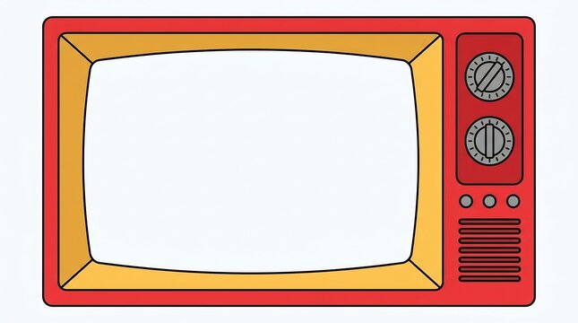 Television vintage red cabinet blank screen illustration