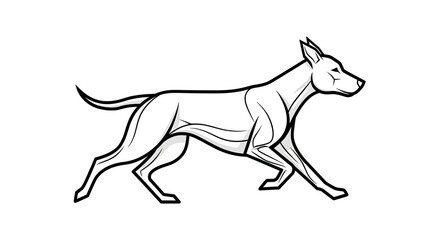 Fototapeta premium Running hound dog minimalist line art vector illustration