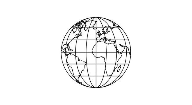 Simple Earth globe illustration with longitude and latitude lines