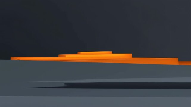 Abstract 3D motion graphics of expanding orange geometric layers