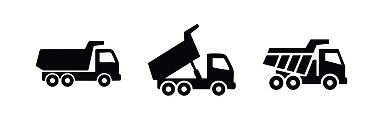 Tipper Truck Icons: Loaded, Unloading, and Side Views © Lili