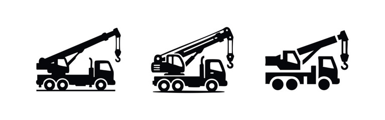 Crane Truck Icons: Different Boom Positions and Types © Lili