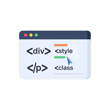 A digital illustration of a computer screen displaying lines of code and programming symbols
