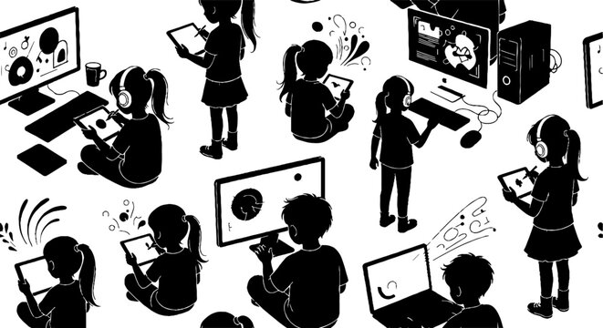 Diverse Group of People Engaging with Modern Technology Devices.