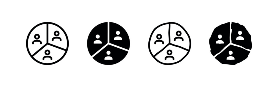 Pie chart icons representing segmentation and user groups