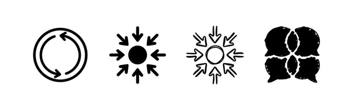 Circular arrows icon for process, loop, or recycling concepts.