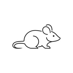 Fototapeta premium A simple black and white illustration of a small rodent with a long tail on a white background