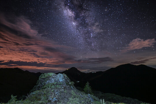 Beautiful View Of Hehuanshan East Peak, The Easily Reachable Place In Taiwan To Appreciate The Milky Way (Galaxy) With Taiwan Centuple Mountains, Taroko National Park, Nantou, Hualien, Taiwan