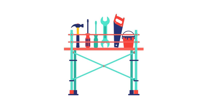 Construction Tools on Scaffolding - DIY Repair and Maintenance Concept