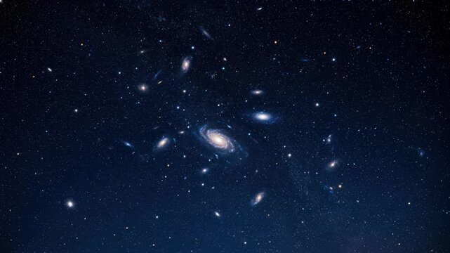 Cosmic Dance of Galaxies: A mesmerizing cluster of galaxies swirls in the vast expanse of the cosmos, a breathtaking spectacle of interstellar beauty and cosmic evolution.