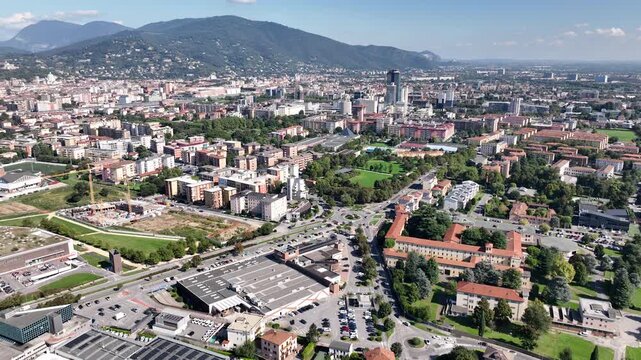 Aerial view of brescia italy skyline