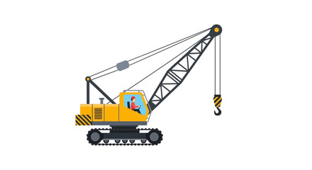 Obraz premium Yellow crane with operator, construction, heavy machinery, industry