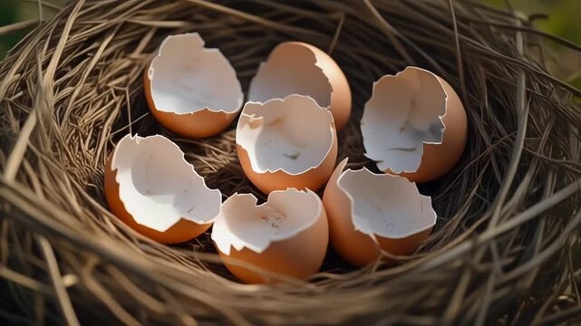 Eggs Nestled In A Natural Nesting Scene Cracking Open In Morning Light