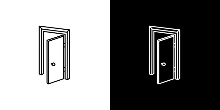 black and white illustration of door icon