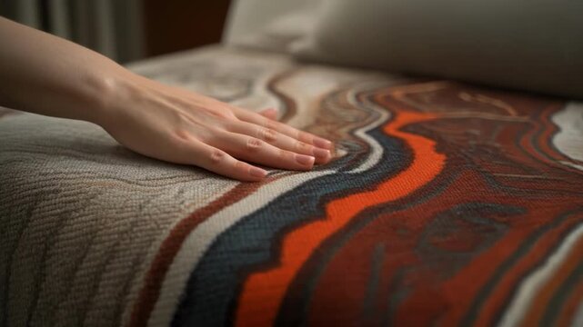 close up hand massage therapy on bed sheets