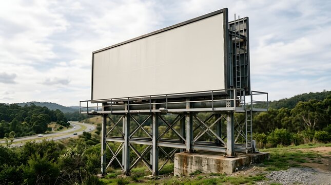 Large billboard standing in a natural landscape