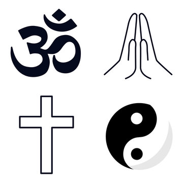 Mixed religious symbols design element set