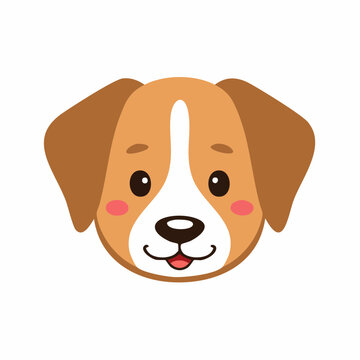 Cute Cartoon Dog Face Illustration