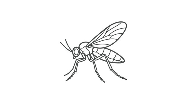Small gnat or fungus fly line art illustration.