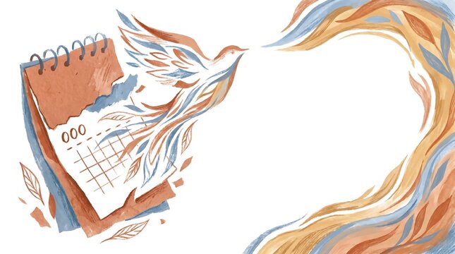 Calendar page morphing into a flying bird.