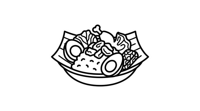 Traditional nasi lemak rice dish with various toppings.