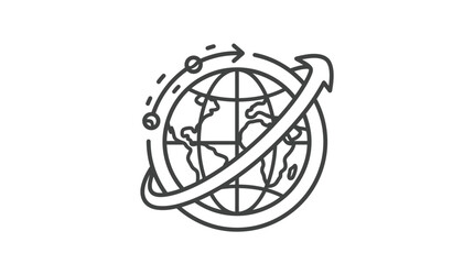 Globe icon with circular arrows representing global logistics. © Ucul