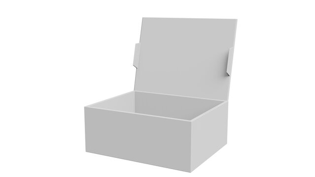 Open Plain White Box on Black Background