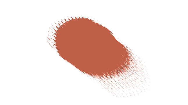 Terracotta paint stroke on white background, earthy orange acrylic brush smear, textured clay color oil paint dab for artistic design