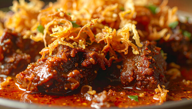 Close up view of cooked food