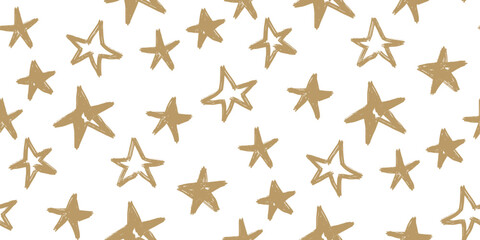 Obraz premium Hand Drawn Star Seamless Pattern in Minimal Sketch Doodle Style. Seamless repeating pattern featuring hand drawn stars in a playful sketch doodle style