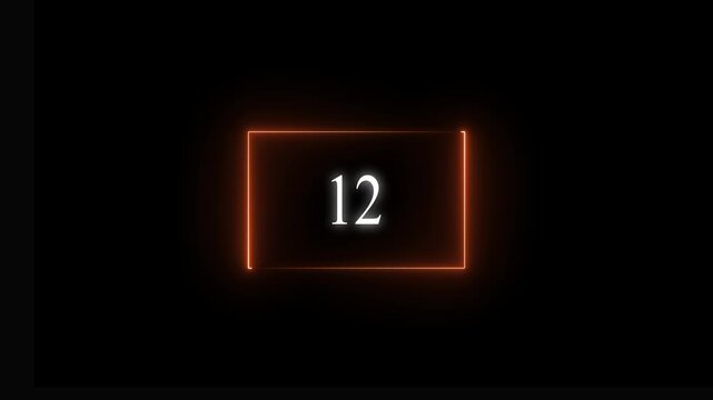 countdown timer animation, 12 counting down seconds neon number