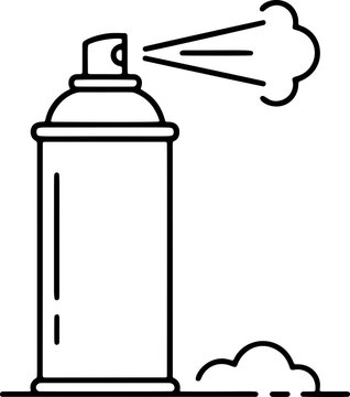 World Football 2026 Outline Vector Spray Can Icon Actively Spraying a Fine Mist for Various Design Applications.