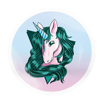 Unicorn png badge sticker on transparent background