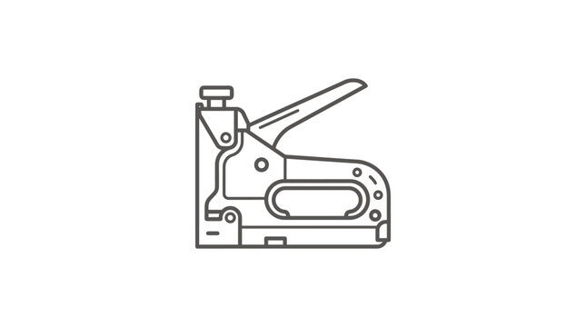 Manual industrial staple gun hand tool line art illustration.