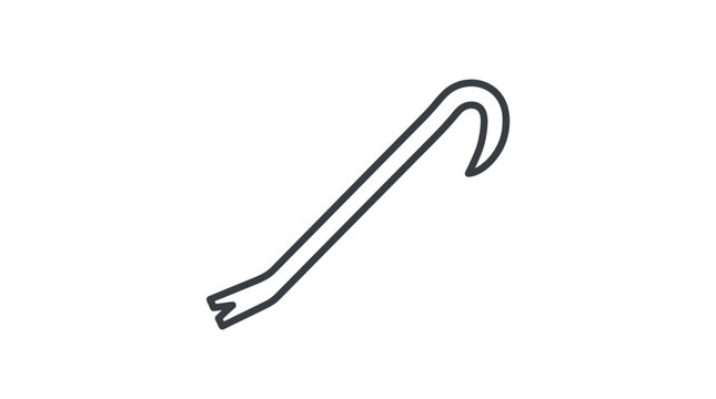 Metal crowbar pry bar hand tool line art illustration.