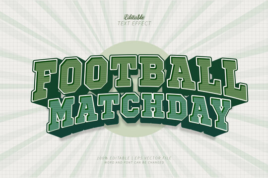 Football matchday editable text effect style 3d vintage sport
