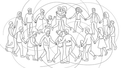 Obraz premium Diverse people holding hands in a circle, symbolizing unity, community, and connection