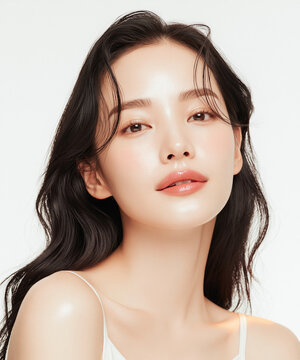 美容, 女性, スキンケア, 化粧品, ビューティー, 若い女性, 美肌, 日本人, アジア人, フェイシャル, メイク, 美容液, 保湿, クリーム, エイジングケア, 美容医療, エステ, 美容クリニック, 肌ケア, ナチュラルメイク, 透明感, ツヤ肌, モデル, 笑顔, ポートレート, クローズアップ, リラックス, 癒し, 健康的, 美白, コラーゲン, ヒアルロン酸, アンチエイジング