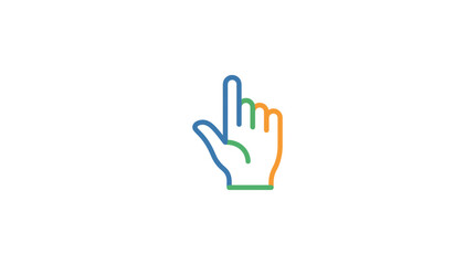 Fototapeta premium Colorful hand cursor icon pointing upwards on white background