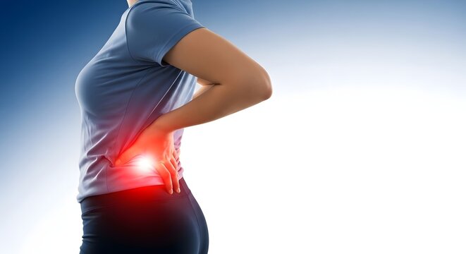 Person Suffering from Acute Lower Back Pain in Lumbar Region