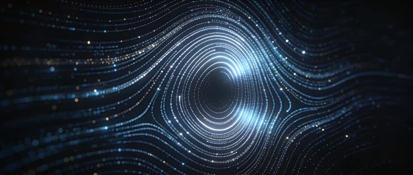 Futuristic technology digital wave data stream abstract background glowing particle cyber space blue light motion line energy flow neural network digital wave data abstract fingerprint pattern