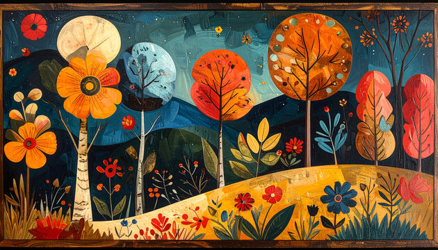 Colorful forest illustration
