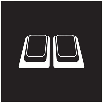 Two white keys on black background