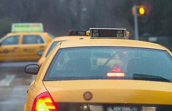 NYC taxi in the rain