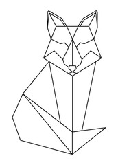 Naklejka premium Png fox geometric lines element, transparent background