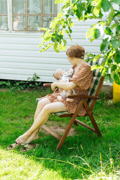 Mother and child spending time in a countryside