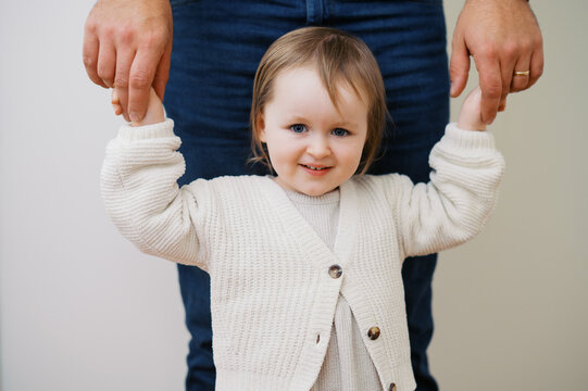 happy father and daughter indoors together