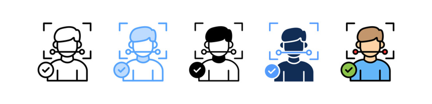 Facial Recognition Icon Multiple Style